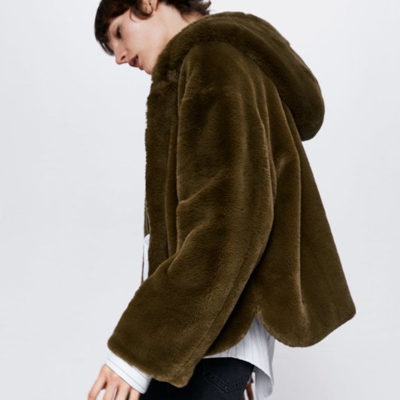 ZARA FAUX FUR JACKET - Picture 5 of 9